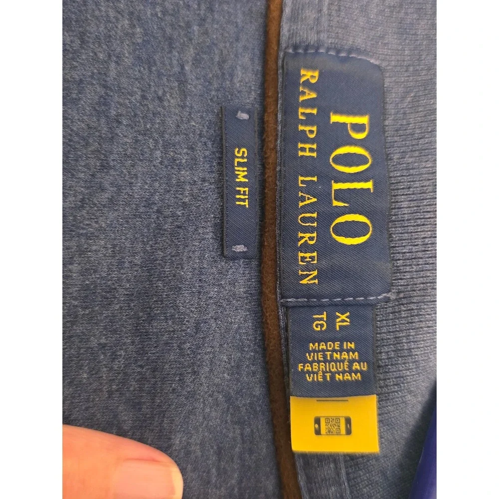 Polo Ralph Lauren Mens XL Slim Fit Long Sleeve Polo Shirt Heather Blue Pony Logo